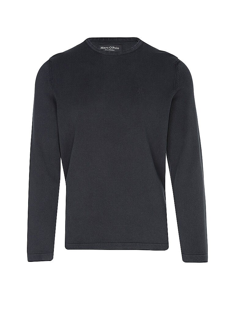 Rundhalspullover MARC O'POLO "aus zertifizierter Bio-Baumwolle", Damen, Gr. L, schwarz navy, Obermaterial: 100% Baumwolle, unifarben, Rundhals, Pullover Rundhalspullover 2